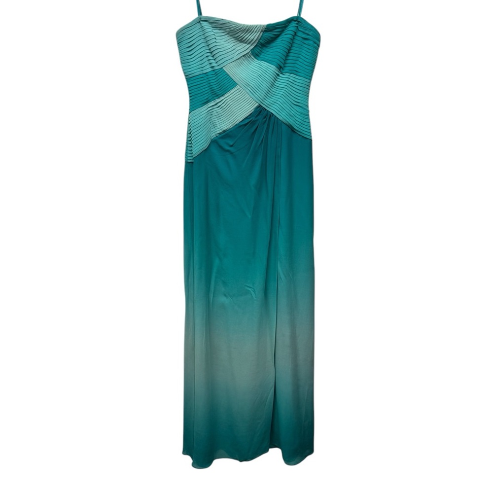 BCBGMAXAZRIA EVERGLADE COMBO SILK STRAPLESS EVENING GOWN SIZE 6